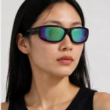 Kính mát Rayban A$AP Rocky Ultra Wrap 003 RB4941 601/Y7 - Đen bóng, tròng xám nhạt tráng gương xanh dương