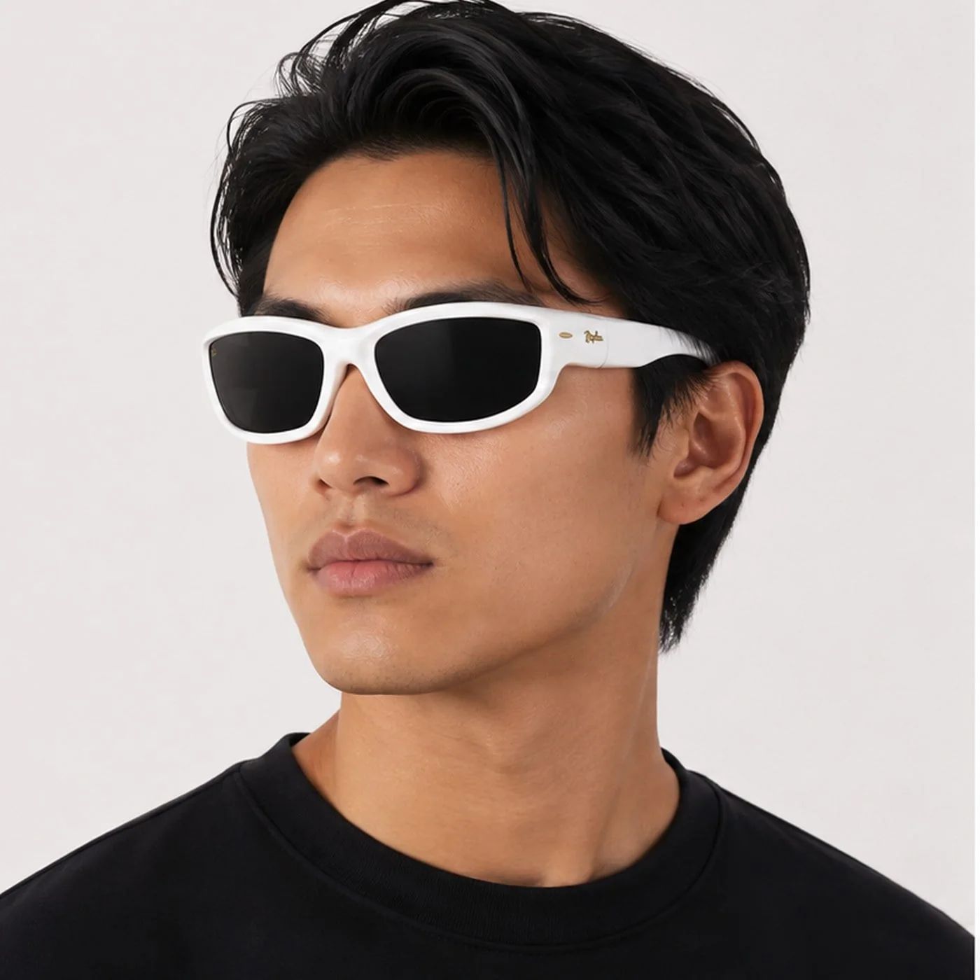 Kính mát Rayban A$AP Rocky Ultra Wrap 003 RB4941 671/87 - Trắng bóng, tròng đen siêu đậm