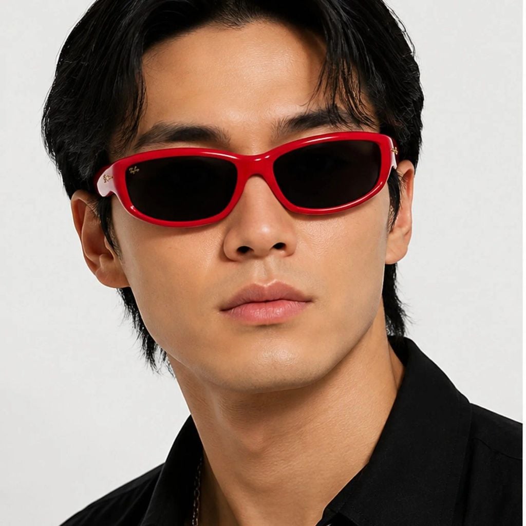 Kính mát Rayban A$AP Rocky Ultra Wrap 003 RB4941 6831/87 - Đỏ bóng, tròng đen siêu đậm