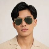 Kính mát Rayban Aviator Reverse RBR0101S 001/VR - Vàng Arista bóng, tròng xanh lá đậm G-15