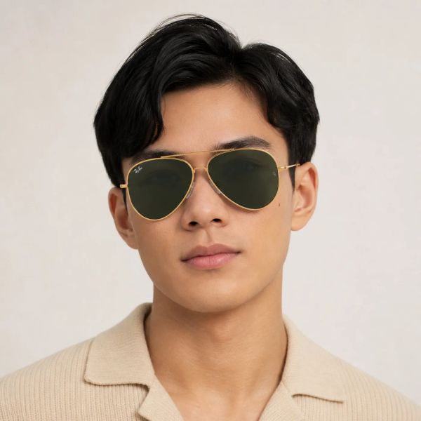 Kính mát Rayban Aviator Reverse RBR0101S 001/VR - Vàng Arista bóng, tròng xanh lá đậm G-15