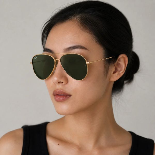 Kính mát Rayban Aviator Reverse RBR0101S 001/VR - Vàng Arista bóng, tròng xanh lá đậm G-15