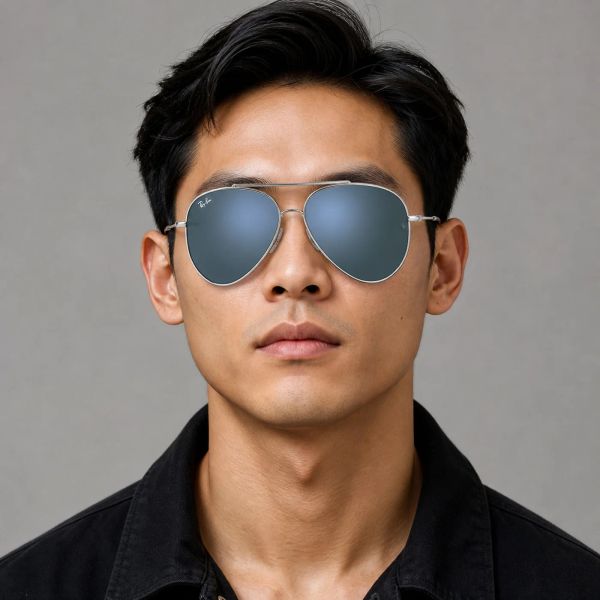 Kính mát Rayban Aviator Reverse RBR0101S 003/GA - Bạc bóng, tròng xám đậm tráng gương xanh ngọc
