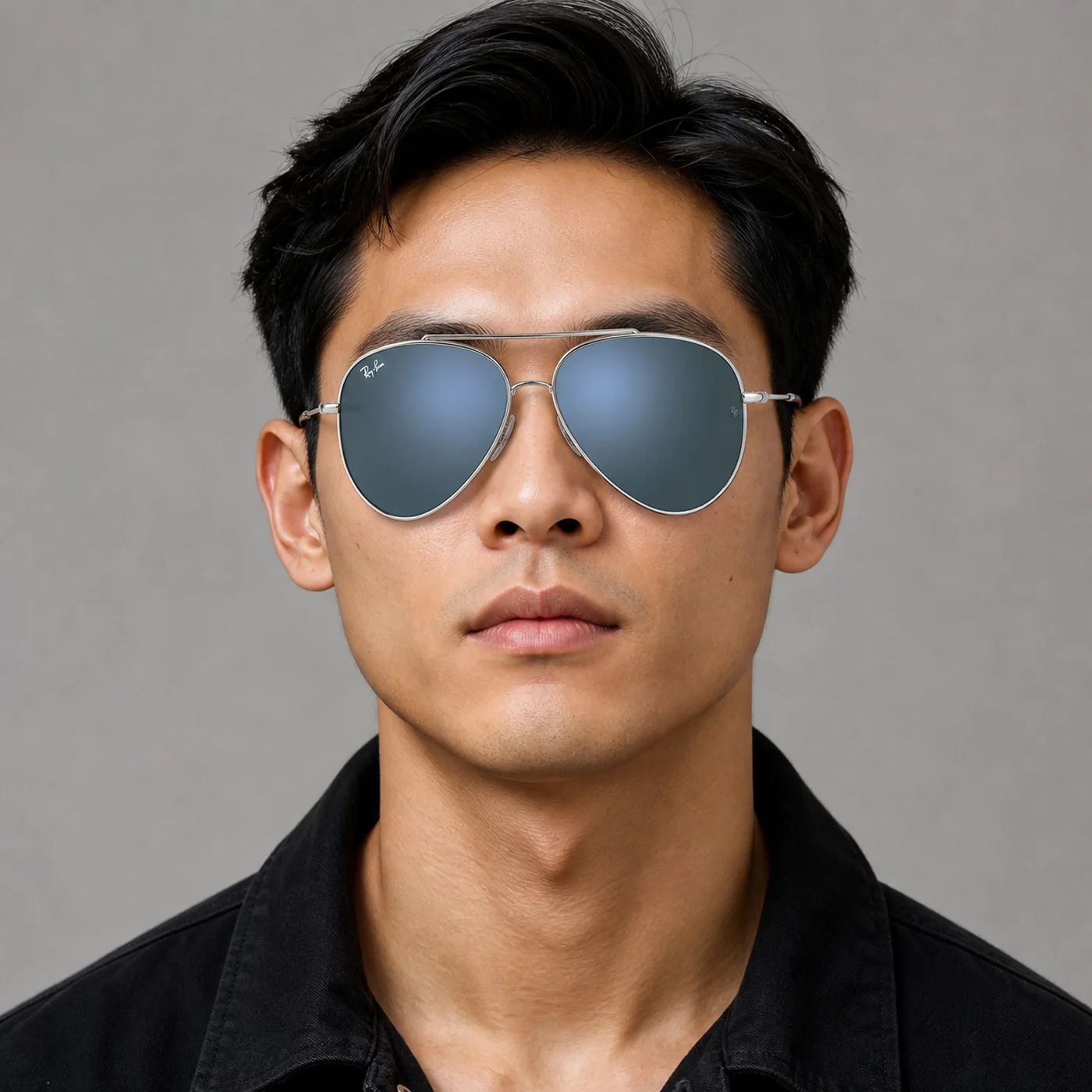 Kính mát Rayban Aviator Reverse RBR0101S 003/GA - Bạc bóng, tròng xám đậm tráng gương xanh ngọc