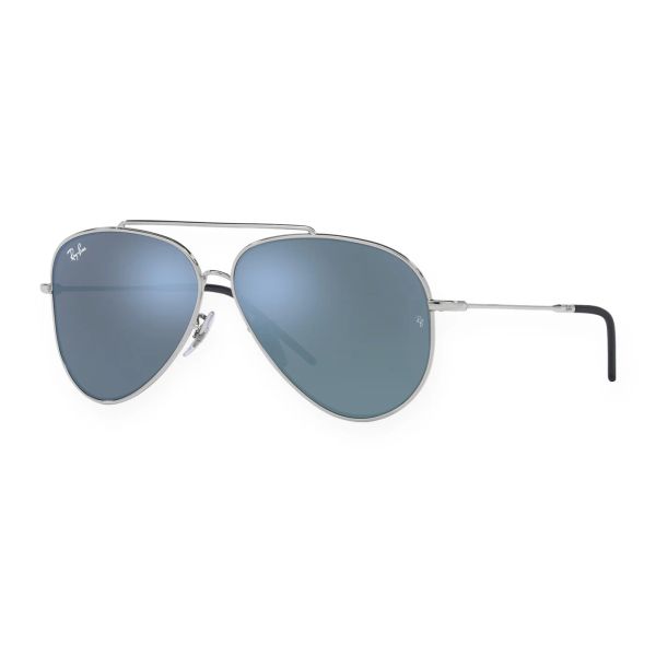 Kính mát Rayban Aviator Reverse RBR0101S 003/GA - Bạc bóng, tròng xám đậm tráng gương xanh ngọc