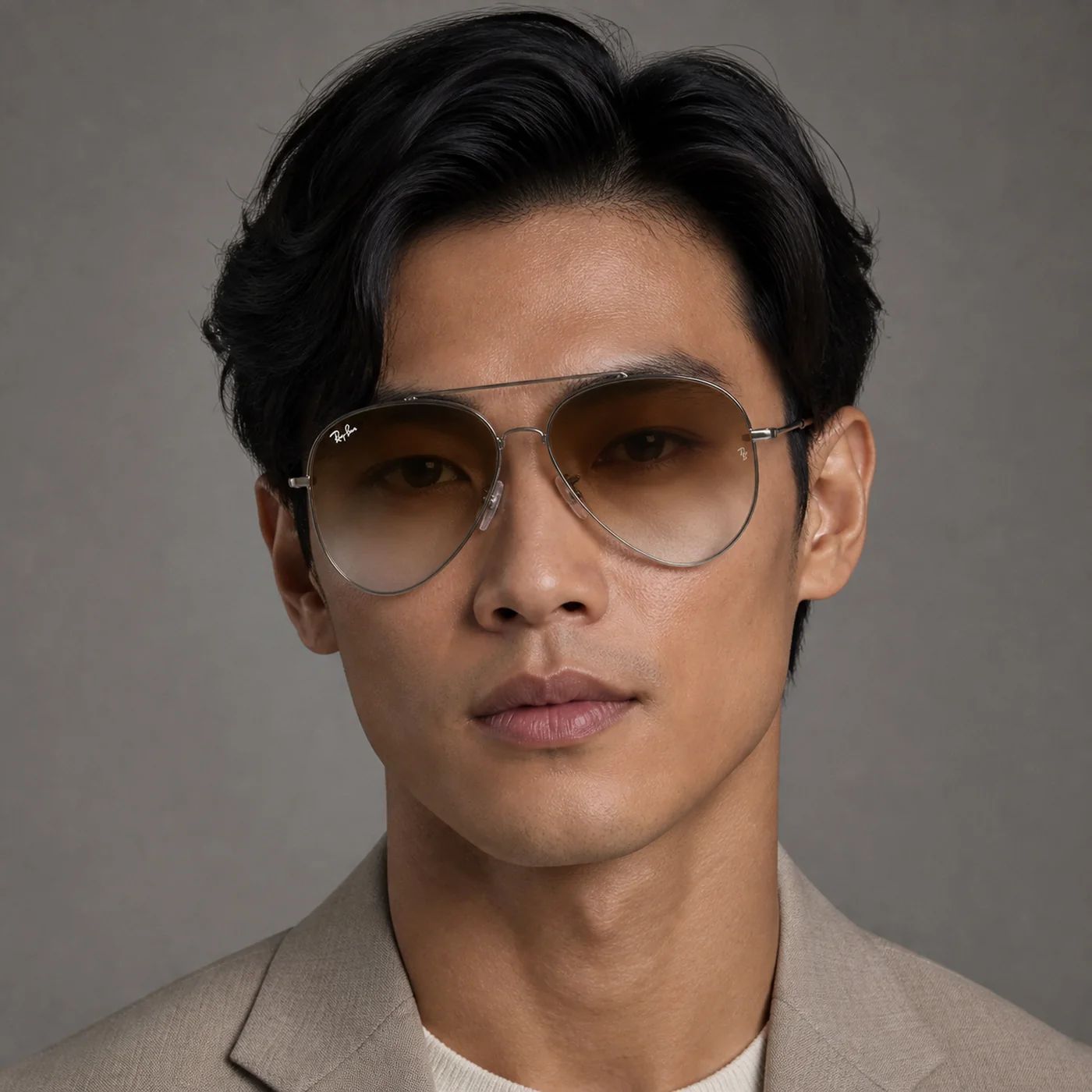 Kính mát Rayban Aviator Reverse RBR0101S 004/CB - Xám gunmetal bóng, tròng nâu chuyển sắc