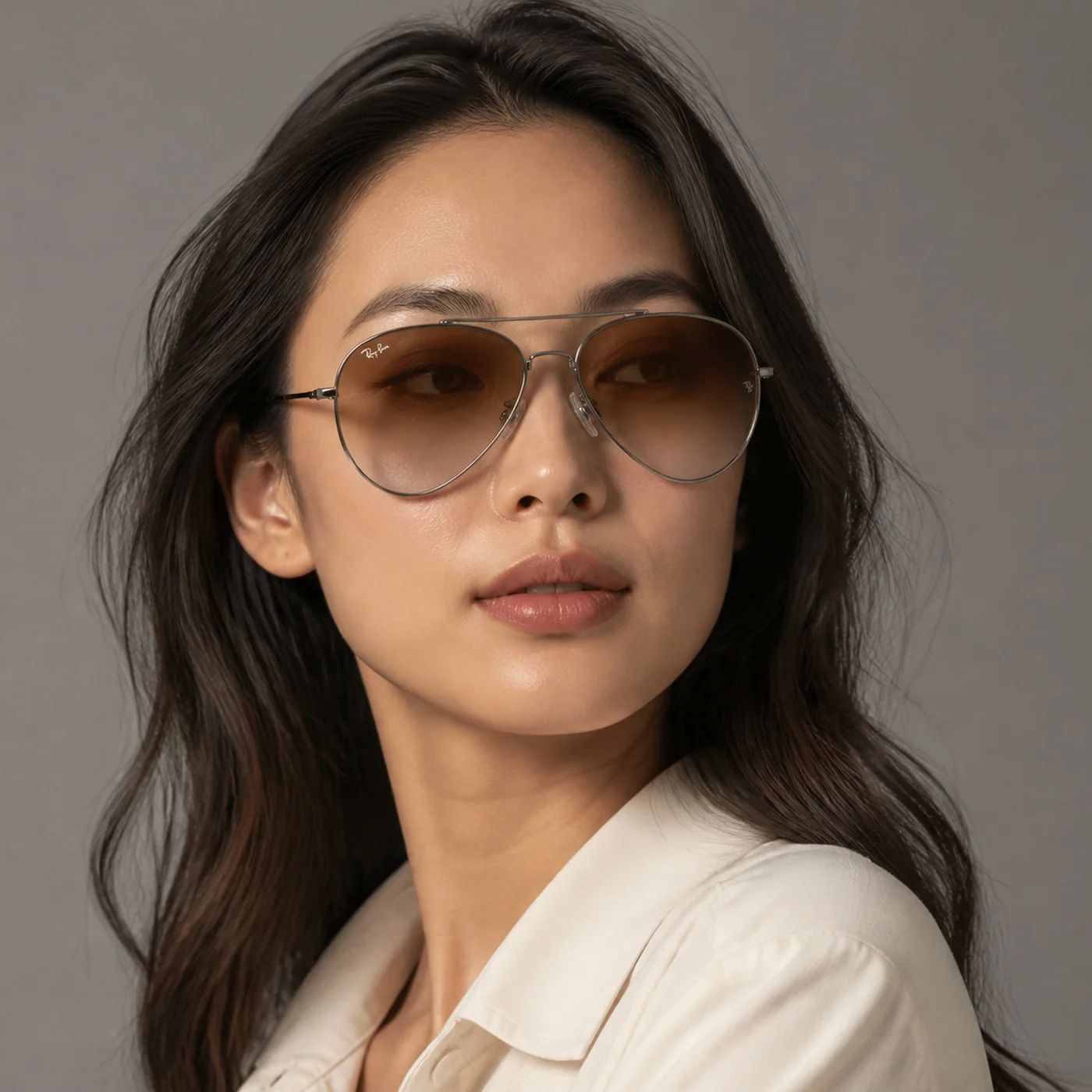 Kính mát Rayban Aviator Reverse RBR0101S 004/CB - Xám gunmetal bóng, tròng nâu chuyển sắc