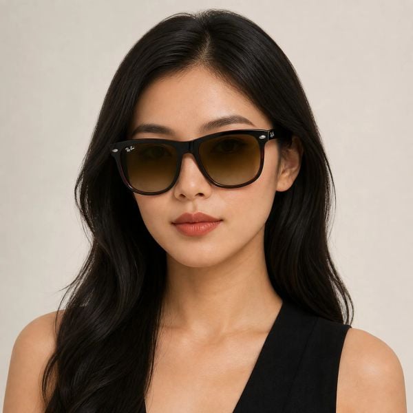 Kính mát Rayban Boyfriend RB4147 609585 - Đen phối nâu bóng, tròng nâu chuyển nâu đậm