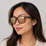 Kính mát Rayban Boyfriend Reverse RBR0501S 67102O - Nâu nhạt trong suốt, tròng nâu đậm tráng gương vàng nhạt