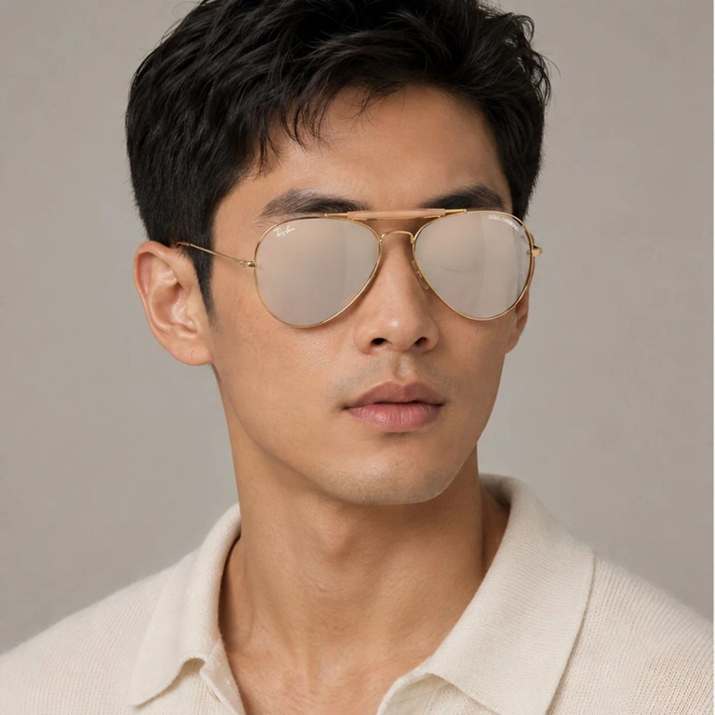 Kính mát Rayban × Dolce&Gabbana The Outdoorsman RB3029M 001/0V - Vàng Arista, tròng trong suốt tráng gương trắng vàng