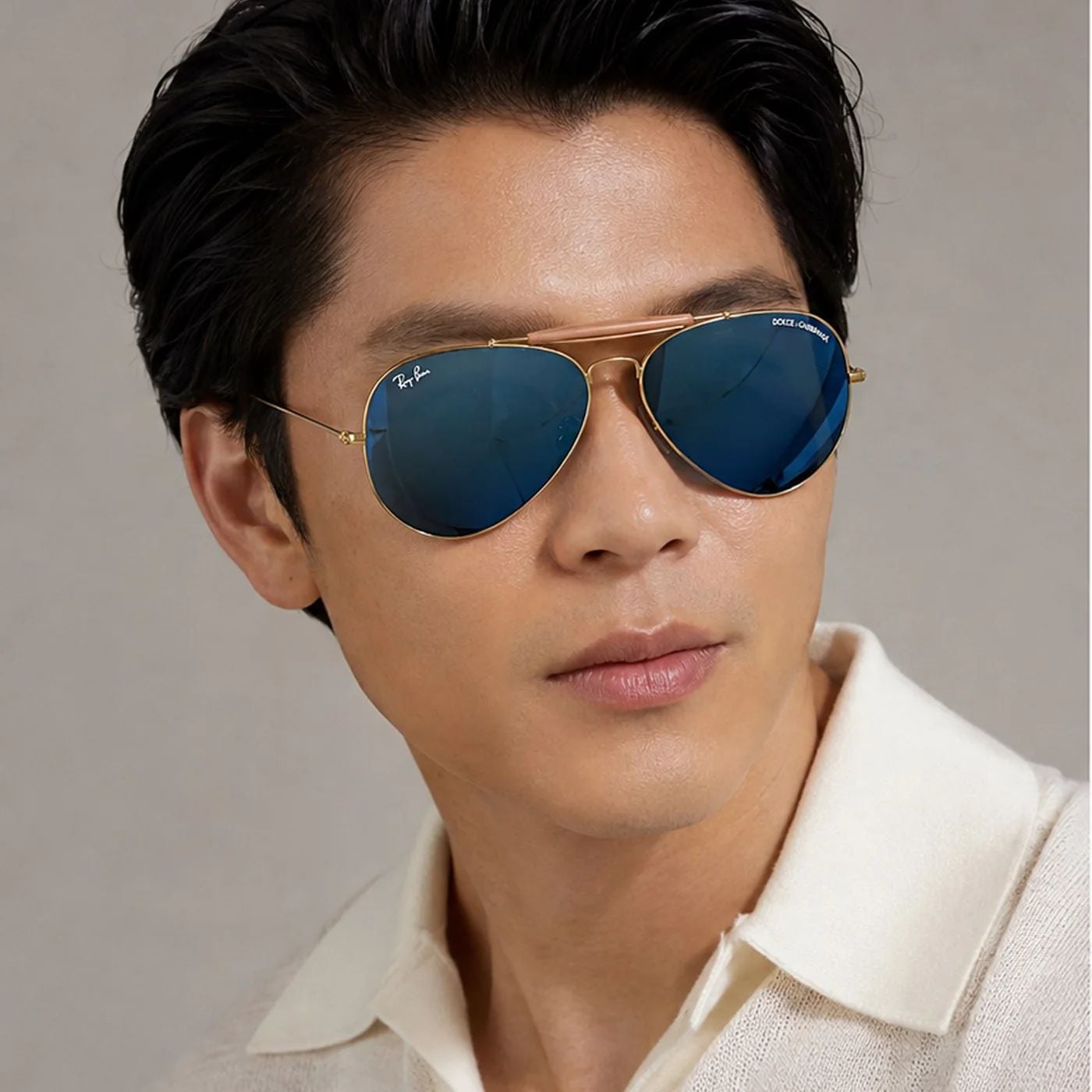Kính mát Rayban × Dolce&Gabbana The Outdoorsman RB3029M 001/55 - Vàng Arista, tròng xanh dương đậm tráng gương xanh