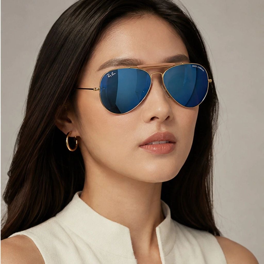 Kính mát Rayban × Dolce&Gabbana The Outdoorsman RB3029M 001/55 - Vàng Arista, tròng xanh dương đậm tráng gương xanh