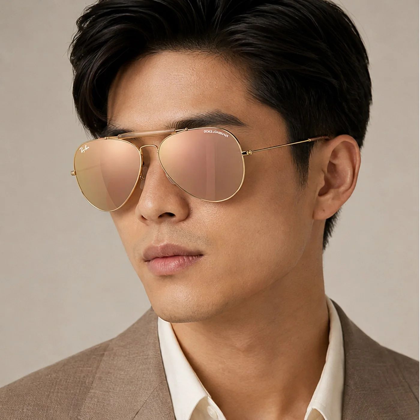 Kính mát Rayban × Dolce&Gabbana The Outdoorsman RB3029M 001/7J - Vàng Arista, tròng nâu đậm tráng gương vàng hồng