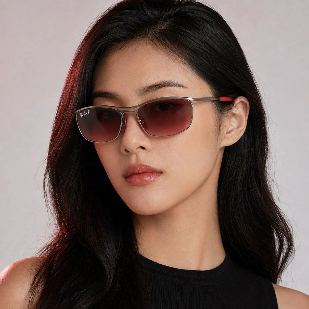 Kính mát Rayban × Scuderia Ferrari Monza Special Edition 2026 RB3819M F0017A - Xám súng bóng, tròng đỏ rượu vang phân cực chuyển sắc bạc