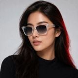 Kính mát Rayban × Scuderia Ferrari Charles Leclerc Driver Special Edition 2026 RBR0502SM F7064L - Trong suốt bóng, tròng xám nhạt chuyển xanh dương đậm