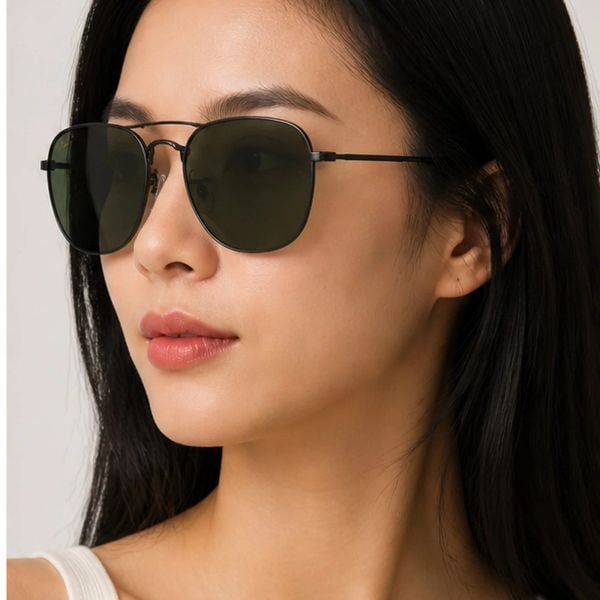 Kính mát Rayban Frank RB3857 9199/31 - Đen bóng, tròng xanh lá G-15