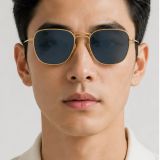 Kính mát Rayban Frank RB8157 9217/T0 - Vàng xước bán bóng, tròng xanh dương phân cực tráng gương vàng