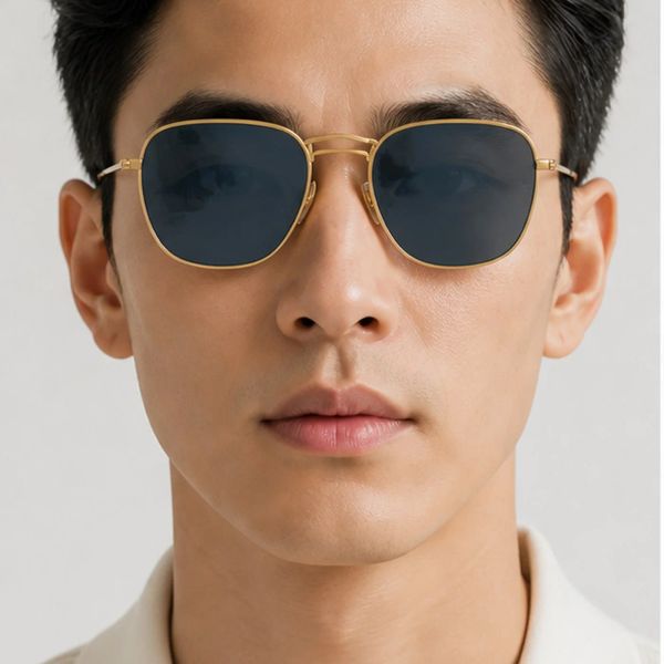 Kính mát Rayban Frank RB8157 9217/T0 - Vàng xước bán bóng, tròng xanh dương phân cực tráng gương vàng