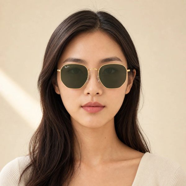 Kính mát Rayban Hexagonal RB3548 919631 - Vàng Legend, tròng xanh G-15