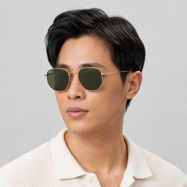 Kính mát Rayban Hexagonal RB3548 919631 - Vàng Legend, tròng xanh G-15