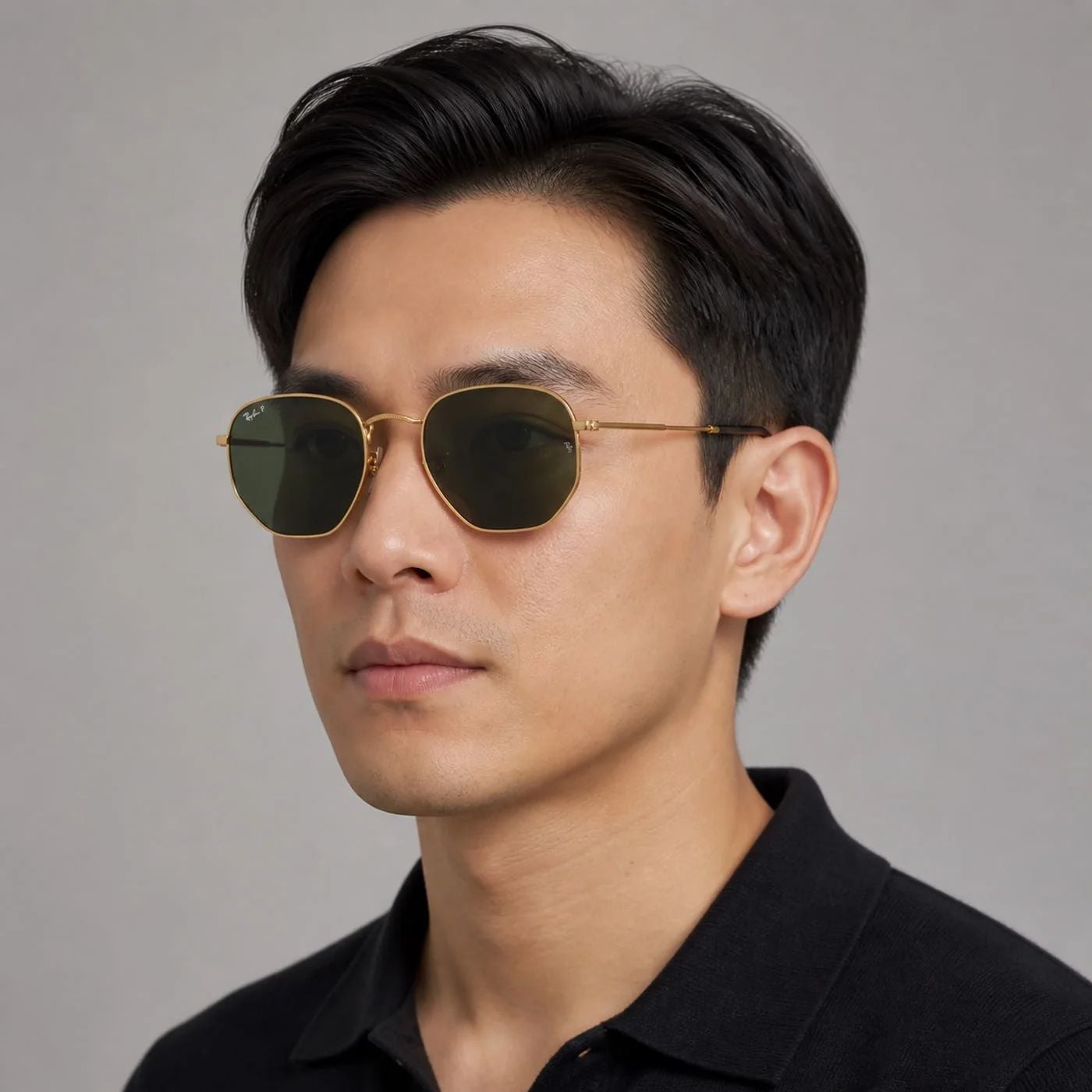 Kính mát Rayban Hexagonal RB3548N 001/58 - Vàng Arista bóng, tròng xanh G-15