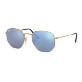 Kính mát Rayban Hexagonal RB3548N 001/9O - Vàng Arista bóng, tròng xanh dương nhạt tráng gương