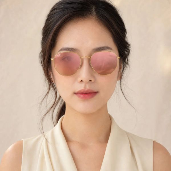 Kính mát Rayban Hexagonal RB3548N 001/Z2 - Vàng Arista bóng, tròng ánh đồng