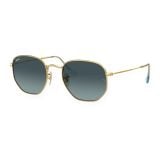 Kính mát Rayban Hexagonal RB3548N 91233M - Vàng Arista bóng, tròng xanh dương chuyển xám