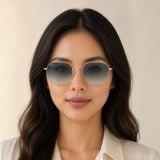 Kính mát Rayban Hexagonal RB3548N 91233M - Vàng Arista bóng, tròng xanh dương chuyển xám