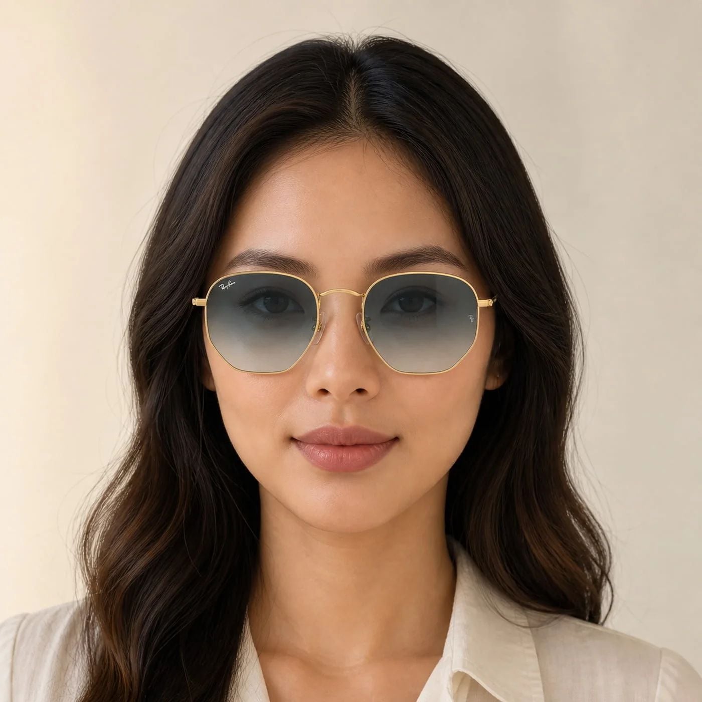 Kính mát Rayban Hexagonal RB3548N 91233M - Vàng Arista bóng, tròng xanh dương chuyển xám