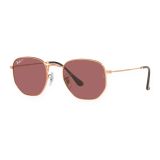 Kính mát Rayban Hexagonal RB3548N 9202AF - Vàng hồng bóng, tròng tím phân cực