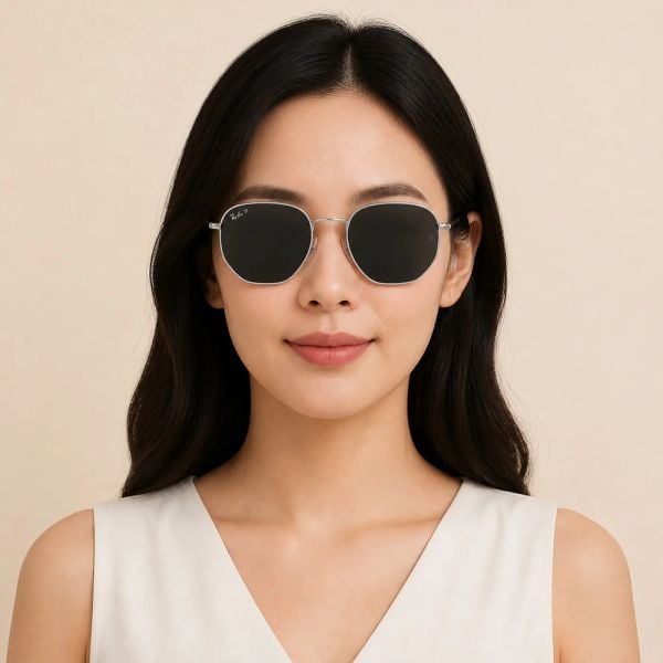 Kính mát Rayban Hexagonal RB8148 920948 - Bạc bóng, tròng đen phân cực
