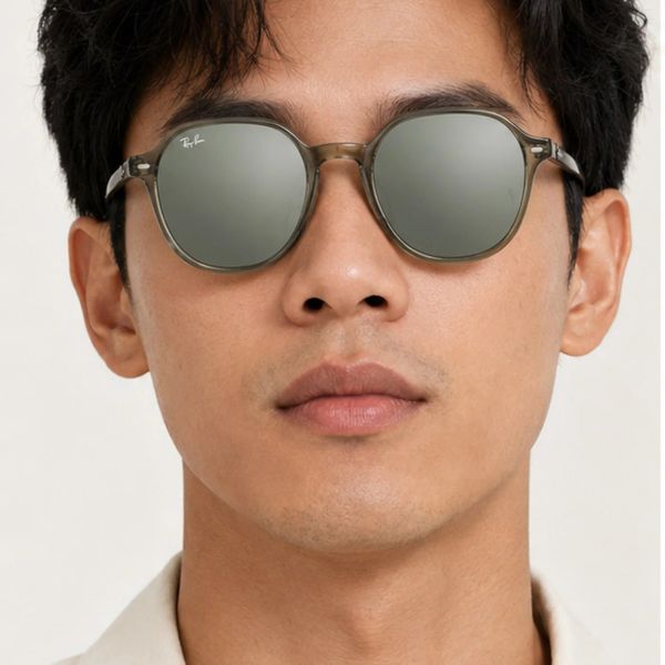 Kính mát Rayban Thalia RB2195F 66355C - Xanh lá trong suốt, tròng xám tráng gương