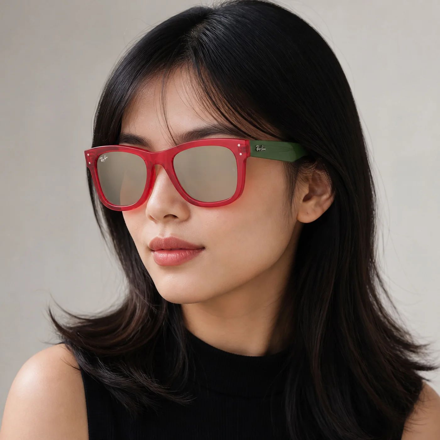 Kính mát Rayban Wayfarer Reverse RBR0502S 67132O - Đỏ trong suốt, tròng nâu đậm tráng gương vàng nhạt