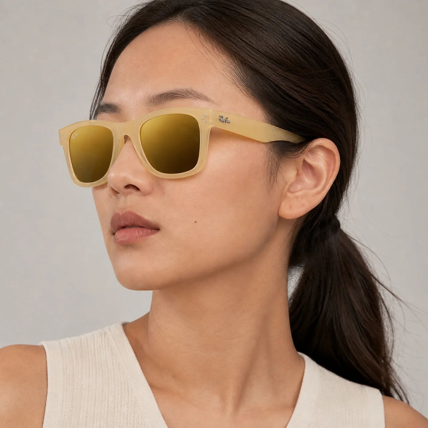 Kính mát Rayban Wayfarer Reverse RBR0502S 68215A - Vàng opal mờ, tròng nâu tráng gương vàng