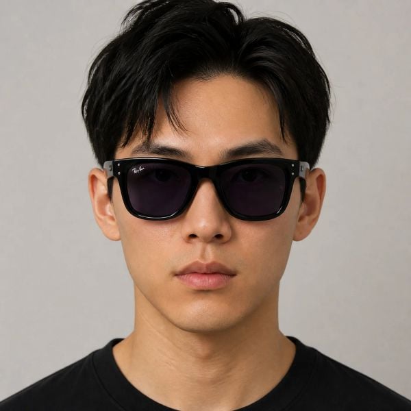 Kính mát Rayban Wayfarer Reverse RBR0502SF 66771A - Đen bóng, tròng tím