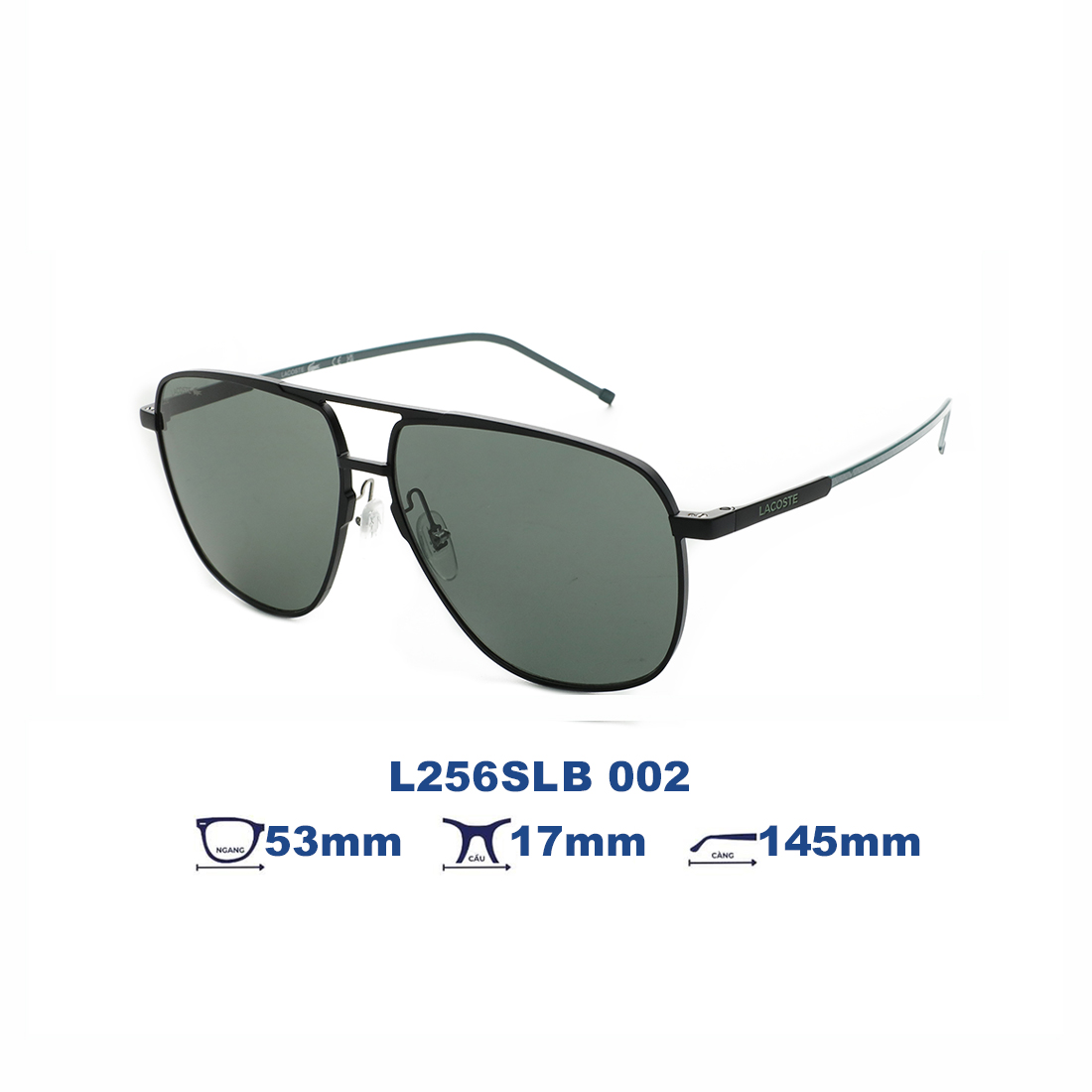 Kính Mát LACOSTE L256SLB 002 – Xám / Xanh Nhẹ | Mắt Kính Liên Sơn