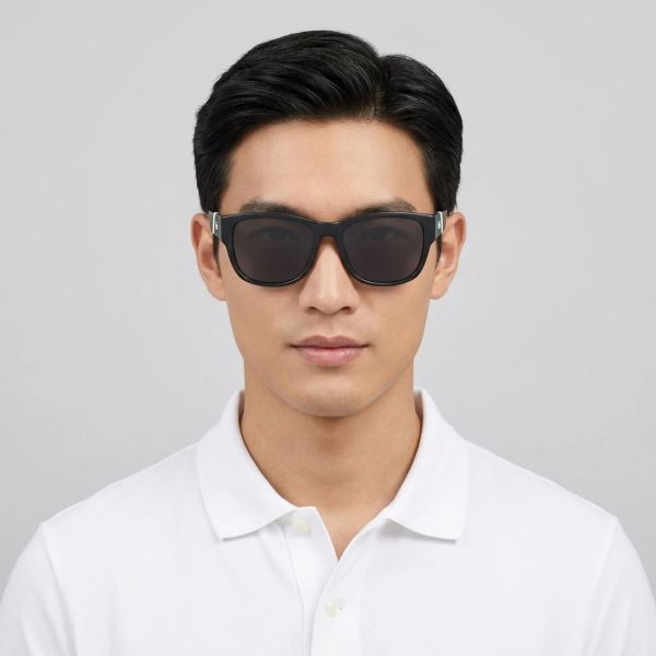 Kính mát Lacoste L6020SLB 001 – người mẫu đeo kính