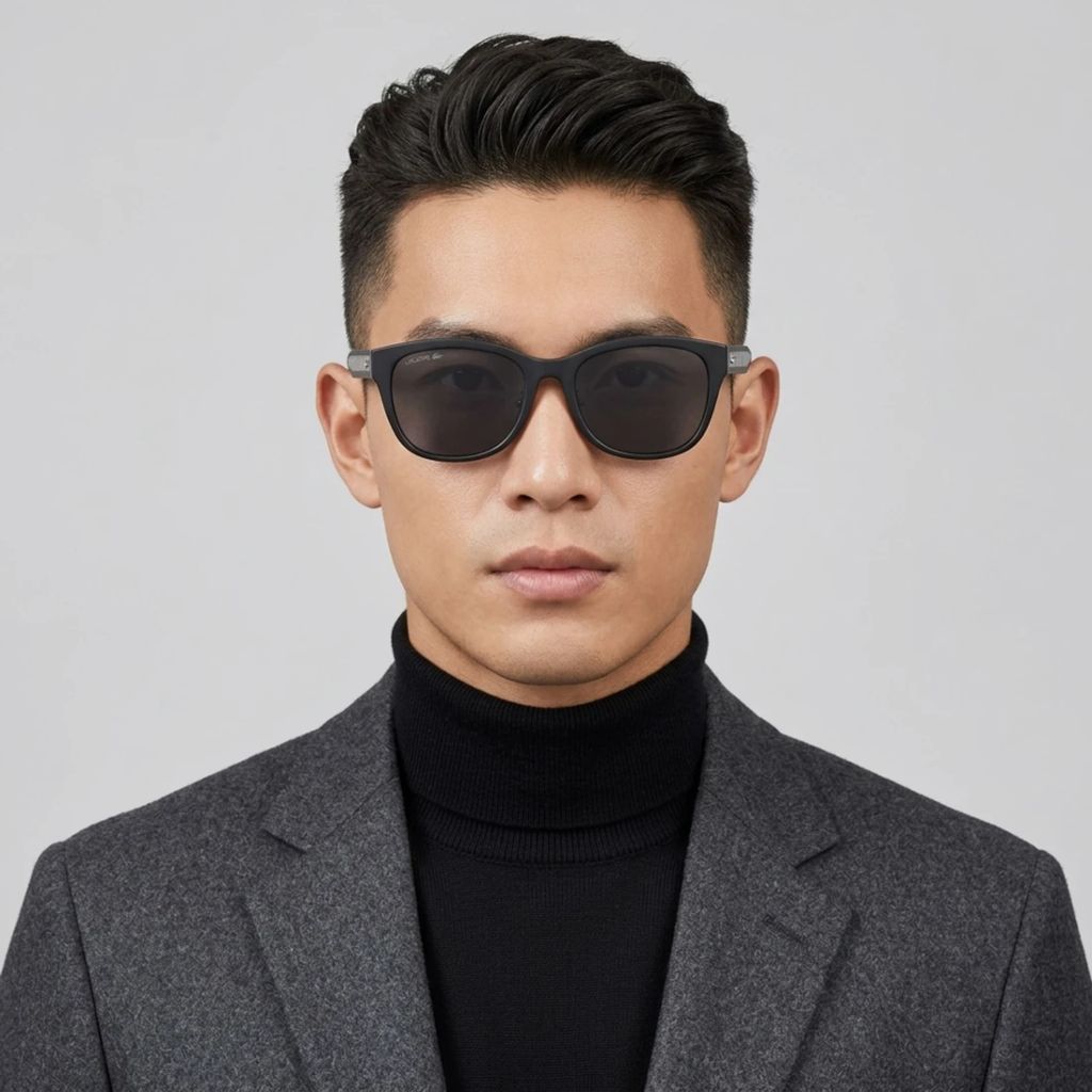 Kính mát Lacoste L6066SLB 001 – người mẫu đeo kính