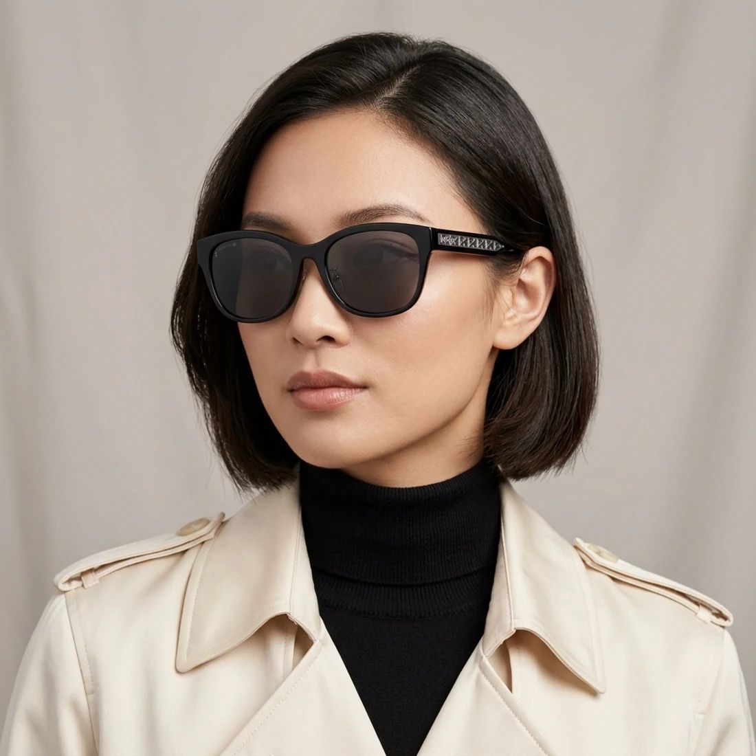 Kính mát Lacoste L6066SLB 001 – người mẫu đeo kính
