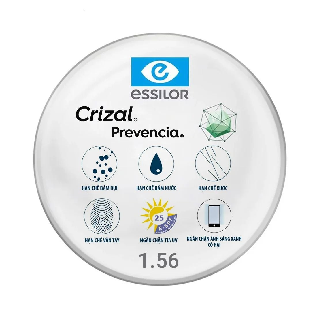 Tròng kính đơn tròng Essilor Crizal có sẵn