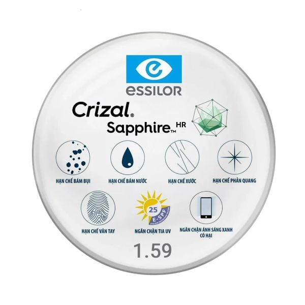 Tròng kính đơn tròng Essilor Crizal có sẵn
