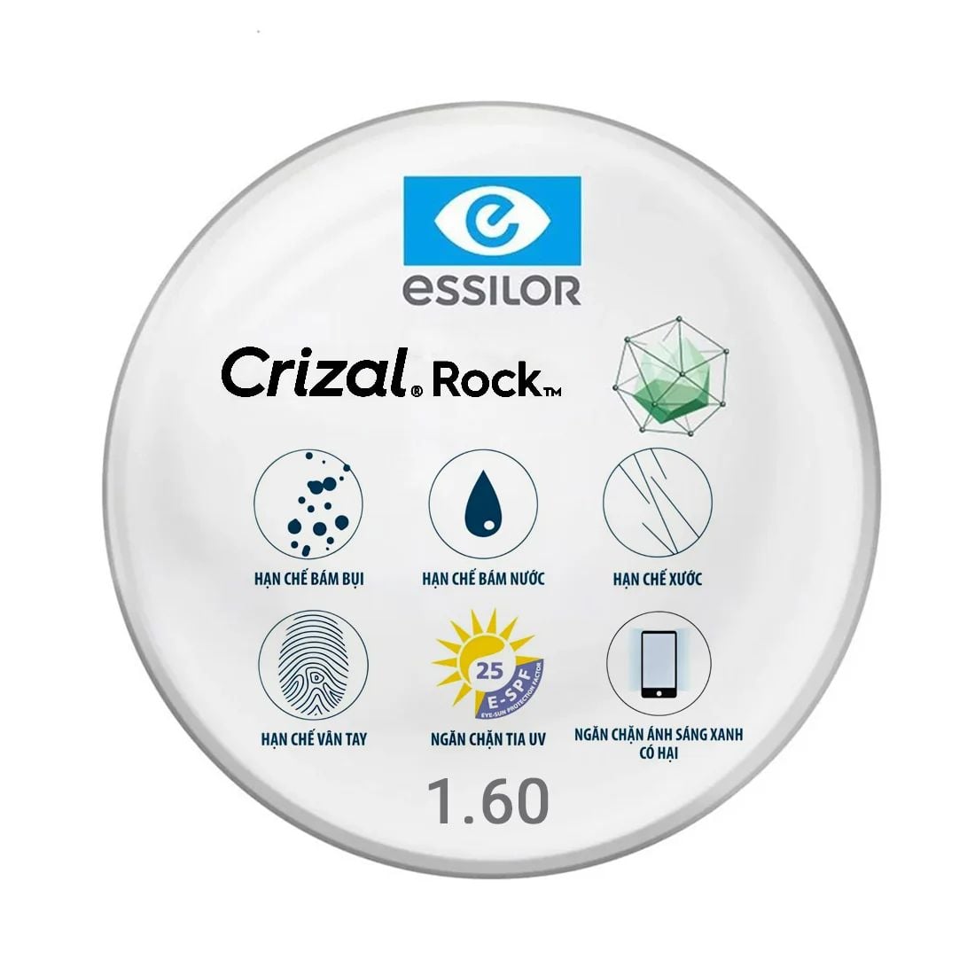 Tròng kính đơn tròng Essilor Crizal có sẵn