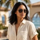 Kính mát MAUI JIM MJ645 02 – người mẫu đeo kính