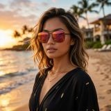 Kính mát MAUI JIM MJ645 02A-P – người mẫu đeo kính