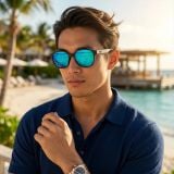 Kính mát MAUI JIM MJ649 02-B – người mẫu đeo kính