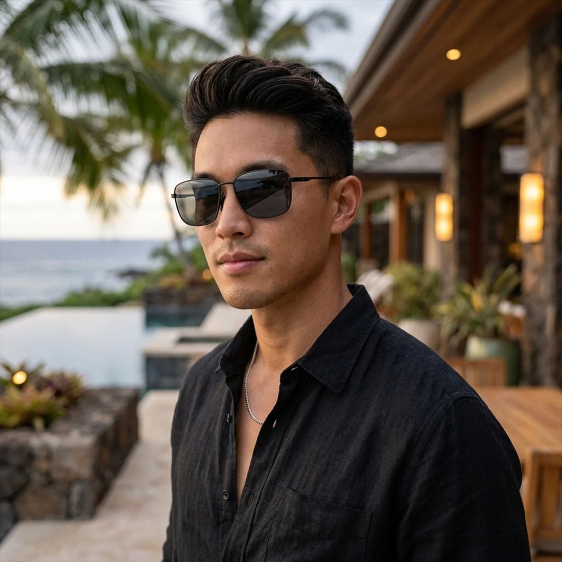 Kính mát MAUI JIM MJ652 02 – người mẫu đeo kính