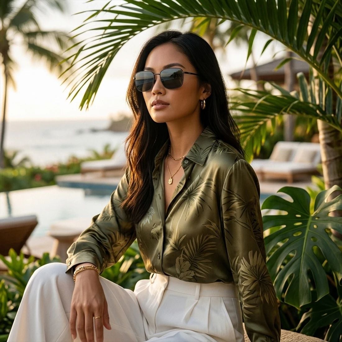 Kính mát MAUI JIM MJ652 02 – người mẫu đeo kính