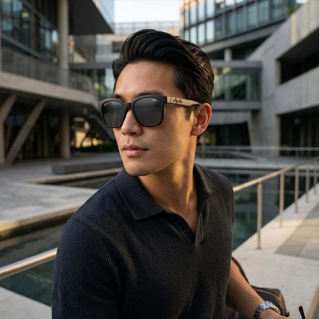 Kính mát MAUI JIM MJ653 02A – người mẫu đeo kính