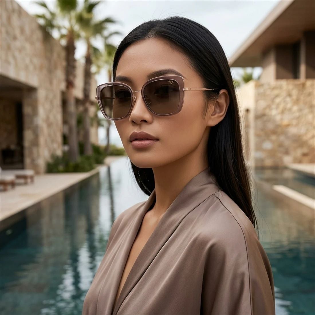 Kính mát MAUI JIM MJ843 24A-HS – người mẫu đeo kính
